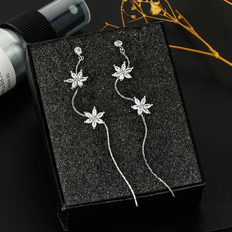 2021 Limited Star Earings Pendientes Brincos Version Of The New S925 Pure Earrings Personality Female Long-style Fringed Zircon | Украшения