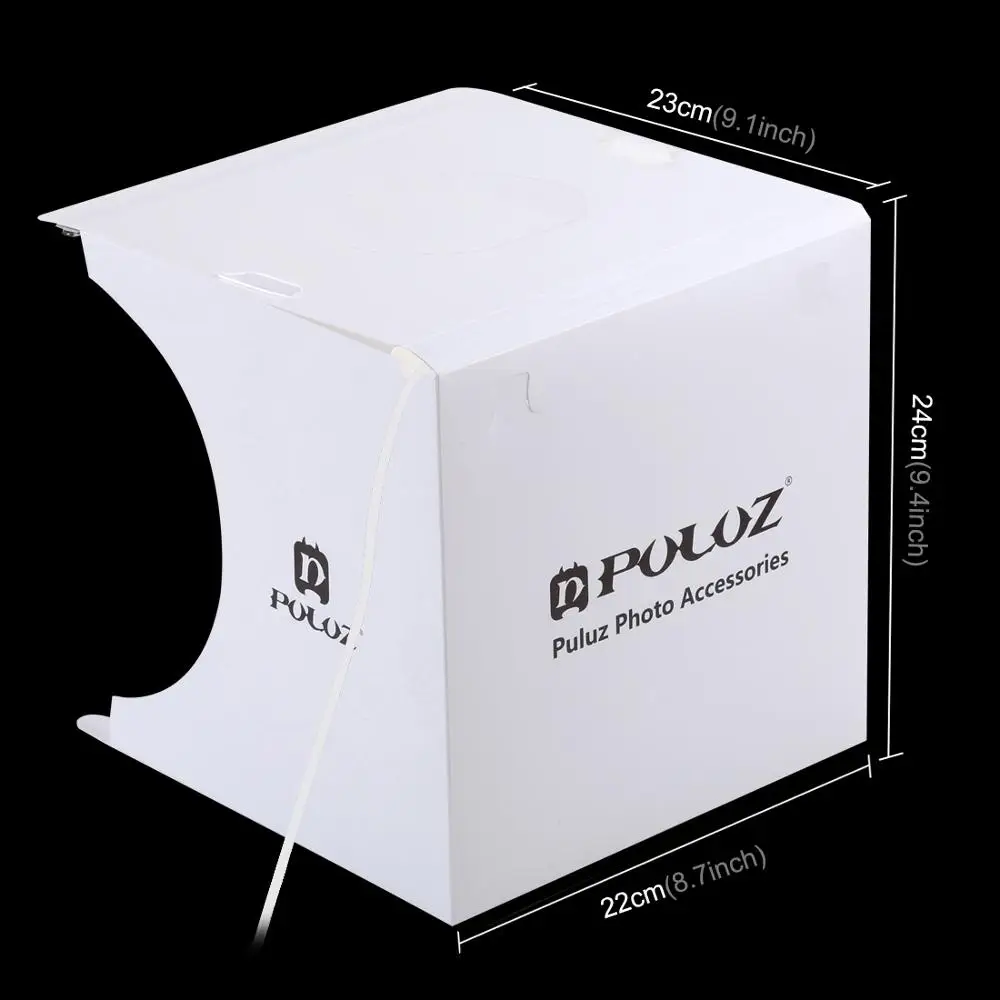 PULUZ 20cm Ring LED Panel Folding Portable Light Photo Lighting Studio Shooting Tent Box Kit with 6 Colors Backdrops 24x23x22cm