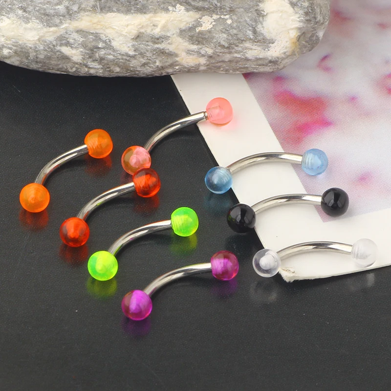 Eyebrow Rings 16g Curved Barbell Eyebrow Piercing Acrylic Stainless Steel Daith Rook Earring Piercing Body Jewlery 8mm Wholesale