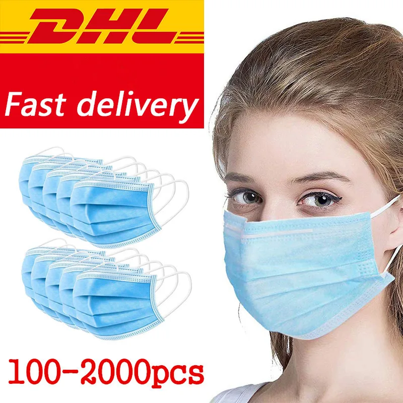 

DHL Ship100/200/300/500/1000/2000/5000pcs Disposable Mouth Masks Protective Blue Earloop Face Masks Disposable Mask Wholesale
