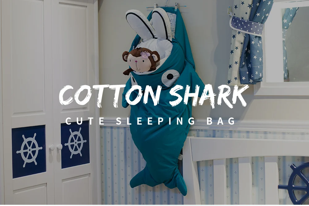 Мягкий спальный мешок из хлопка для малышей, дышащий спальный мешок с рисунком в форме акулы, Детские Зимние теплые спальные мешки на