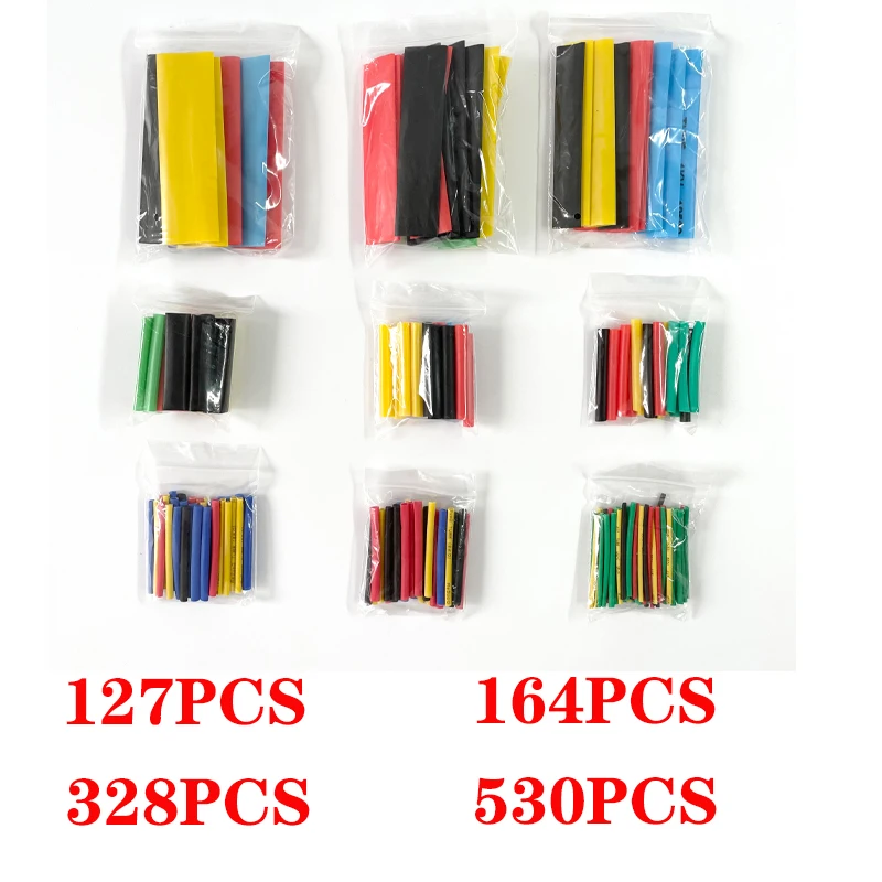 127/164/328/530pcs Heat Shrink Tube Kit Shrinking Assorted Polyolefin Insulation Sleeving Tubing Wire Cable 2:1 | Обустройство дома