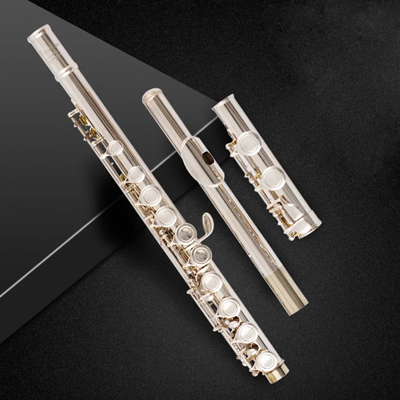 US $55.97 16 Closed Open Holes C Flute Cupronickel Nickel Silver Plated Concert Flute Instrument Transversal With E Key Gloves Padded Bag