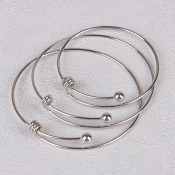 

5pcs Stainless Steel Blank Adjustable Expandable Wire Bracelets Bangles For DIY Charm Bangle Jewelry