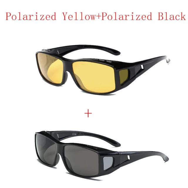 New 2 Pack Polarized Car Night Vision Goggles Sunglasses Night Driver Driving Goggles Unisex UV400 Glasses Auto Parts P Yellow P Black A