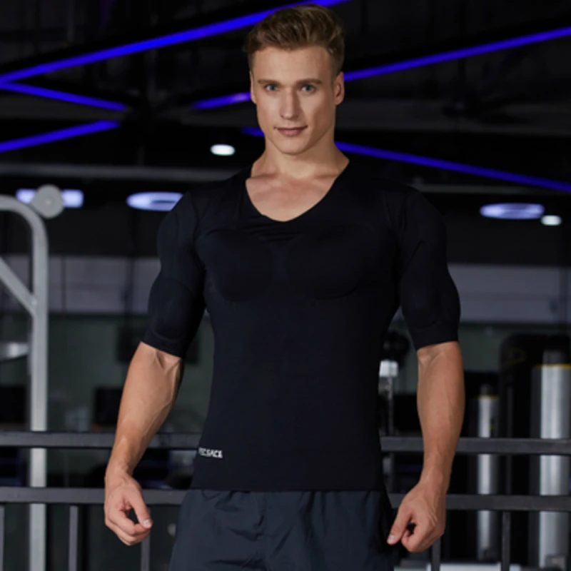 Fake ABS Muscles Shaper Invisible 8 Pack PEC Underwear Padded Shirts PRAYGER Men Strong Chest Stomach Body Tops|Корректирующее