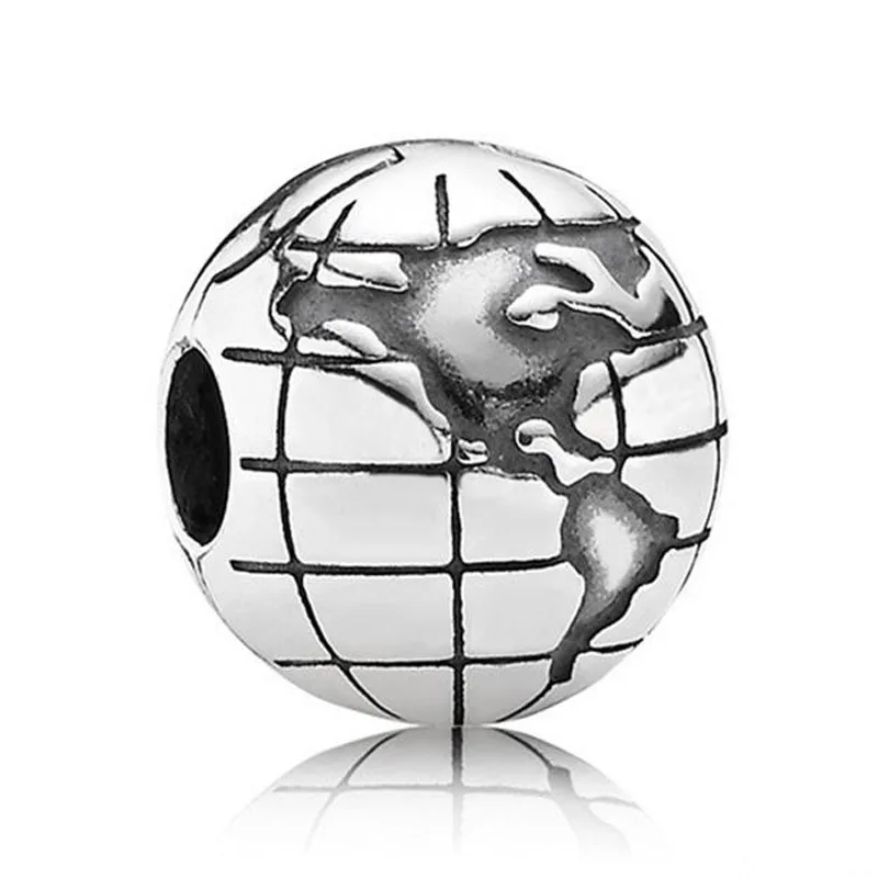 

Authentic 925 Sterling Silver Bead Charm Vintage Globe Clip Lock Stopper Beads fit Lady Bracelet Bangle Diy Jewelry