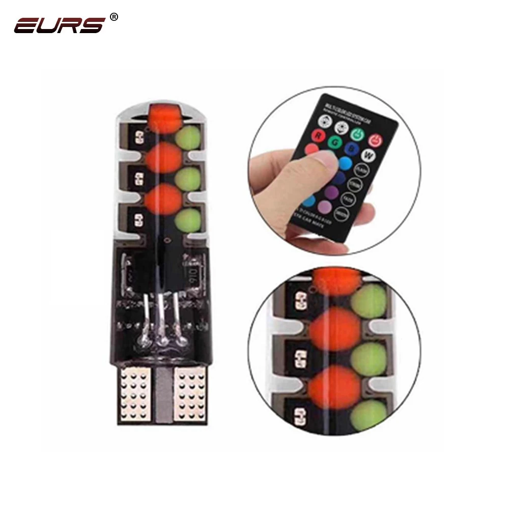 Автомобильный светодиодный светильник EURS W5W T10 RGB COB 12SMD яркий многомодовый