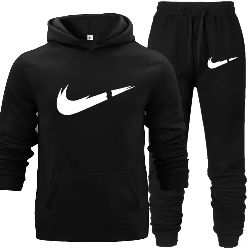 

2019 Brand Sporting Suit Men Warm Hooded Tracksuit Track Men's Sweat Suits Set Letter Print Large Size Sweatsuit Male Set