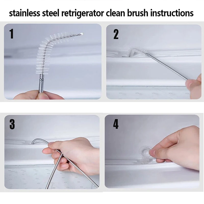 Clean The Refrigerator Refrigerator Drain Hole Clog Cleaner Stainless Steel  5pcs/set Household White Remover Dredge Cleaning Tools