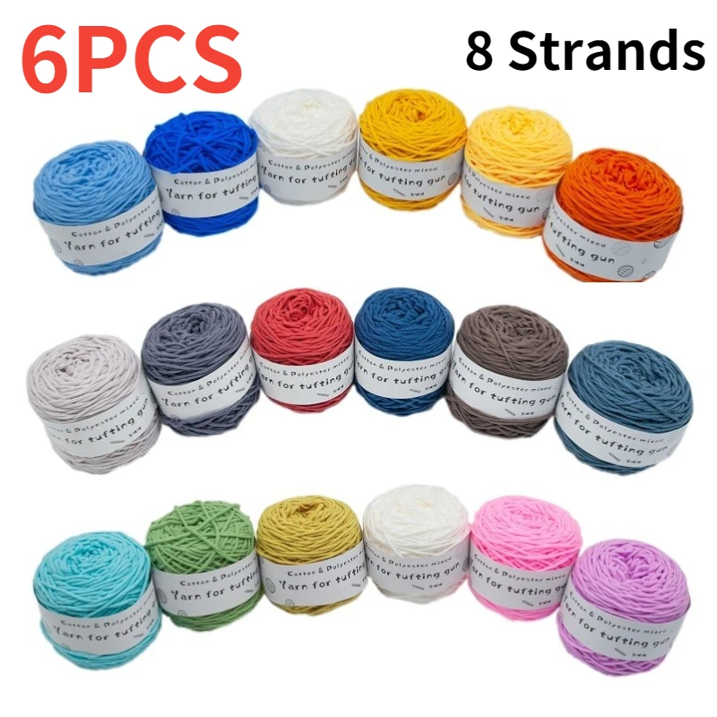 

6PCS 100M/Roll DIY Wool Ball 8 Strands Soft And Comfortable Hand-knitted Yarn Ball Scarf Sweater Carpet Hand-knitted Cotton Hat