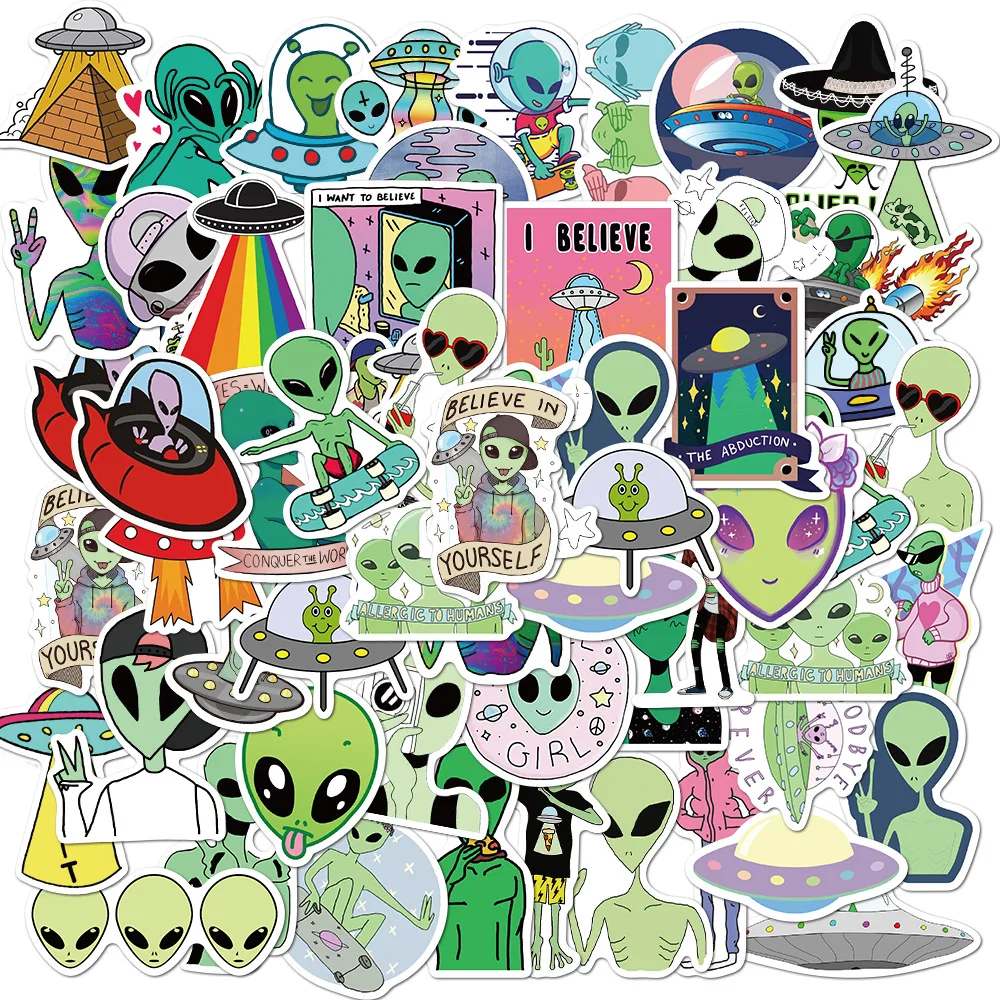 50PCS ET UFO Graffiti Skateboard Stickers Bomb For Laptop Luggage Car Decals 