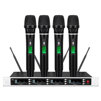 

4 Channels Wireless Microphone System UHF Professional Stage Performance Handheld/Lavalier Headset Wireless Mikrofon System Boly