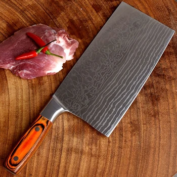 

Stainless Steel Kitchen Knife Damascus Pattern Slicing Knife Chef Bone Chopping Knife Multifunctional Meat Cleaver Cooking Tools