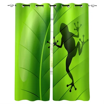 

Animal Frog Green Leaf Plant Modern Luxury Curtains Living Room Bathroom Kitchen Curtains Household Products