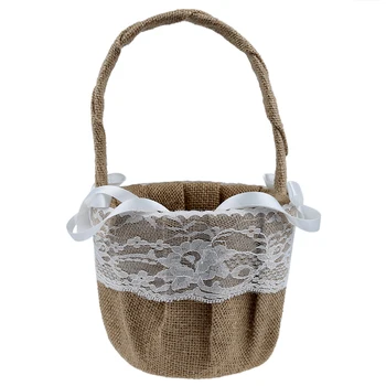 

Vintage Retro Lace Bow Wedding Flower Girl Basket
