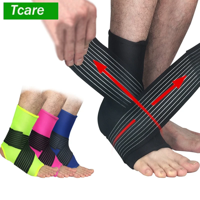 

Tcare 1Pcs Ankle Support Brace - Compression Sleeve with Adjustable Strap for Perfect Fit - Great for Running, Ankle Sprains