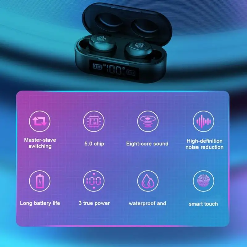 Portable Mini Stereo Earbuds Wireless Bluetooth 5 0 Binaural Headset IP67 Waterproof HiFi Sports Earphone with Charging Box