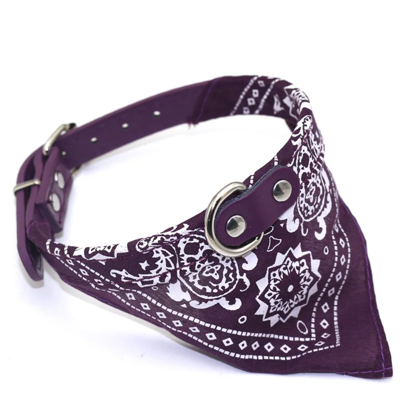purple Светодиодные ошейники для собак ремни из искусственной кожи с разноцветным принтом шарф слюни Полотенца дизайнерская Персонализированная собаки кошки ожерелье набор Para нашивками Perros - Цвет: purple