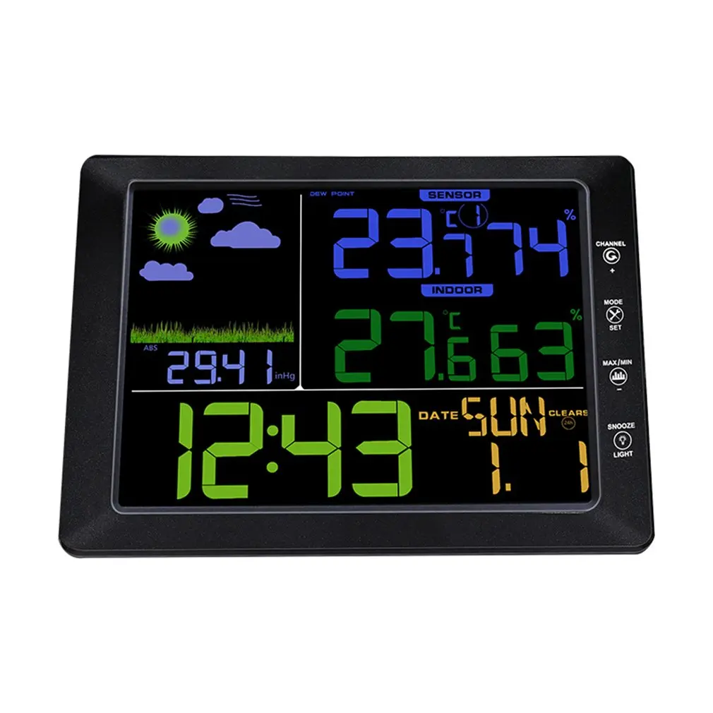 TS-8210-bk Многофункциональный Беспроводной Цвет Экран будильник с прогнозом погоды Температура и измеритель влажности звук Управление часы