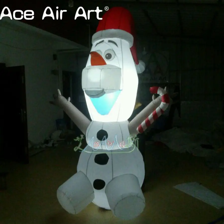 White LED lightening Olaf model snowman replica for Christmas inflatable olaf with free blower for