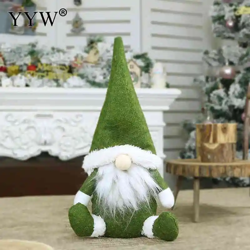 Christmas Santa Swedish Stuffed Toy Cloth Santa Doll Gnome Scandinavian Tomte Nisse Sockerbit Dwarf Elf Home Ornaments Goods - Цвет: green 2