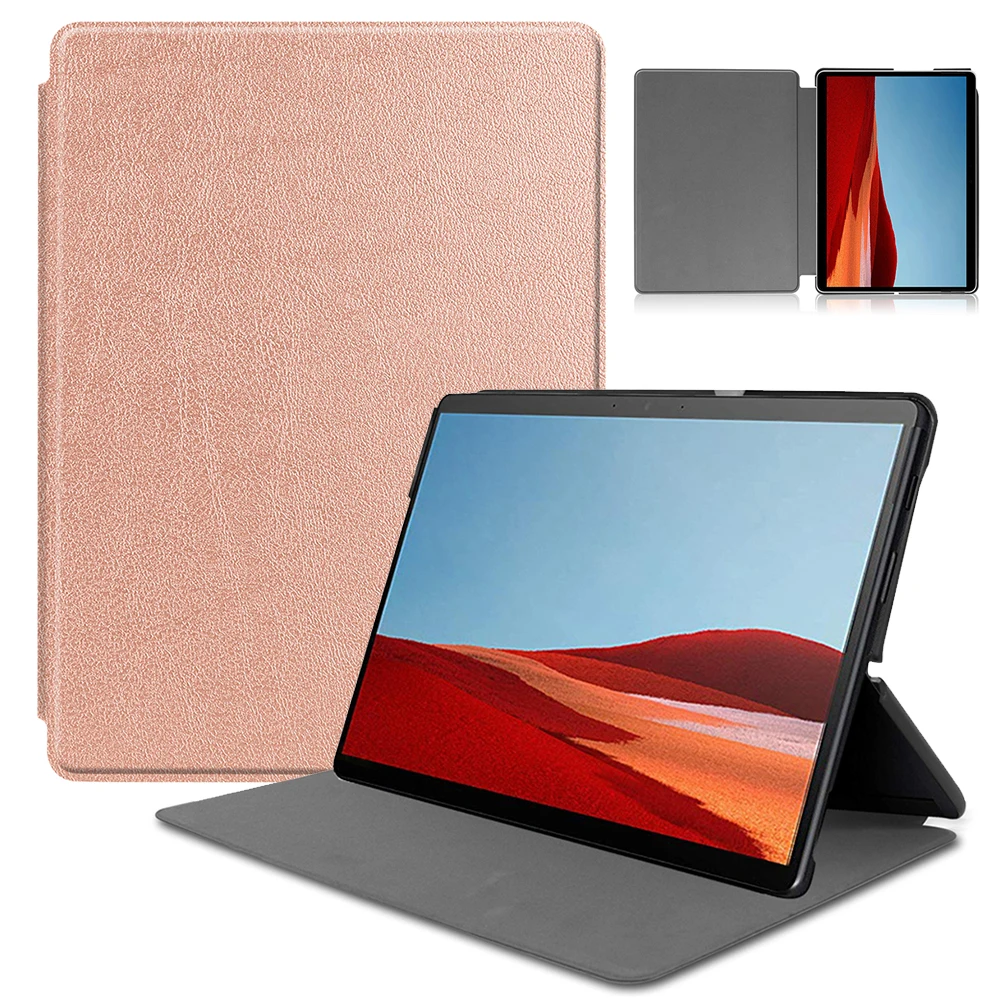 Для microsoft Surface Pro X чехол из искусственной кожи чехол-подставка для Surface ProX 13 дюймов планшет защитный чехол-книжка - Цвет: Rose gold