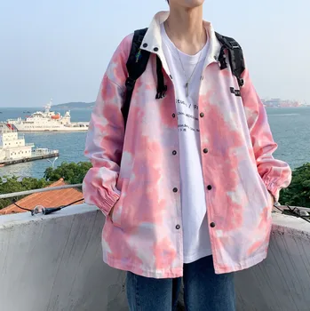 

2020 Spring And Autumn New Youth Fashion Men's Loose Large Size Tie-dye Double-sided Jacket Fashion Casual Lapel Top M-5XL