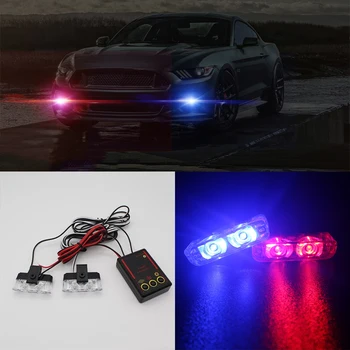 

2Pcs 2 LED Stroboscope Light 12V Auto Car Motorcycle Strobe Police Light New Controller Flashing Modes Truck Emergency Flasher