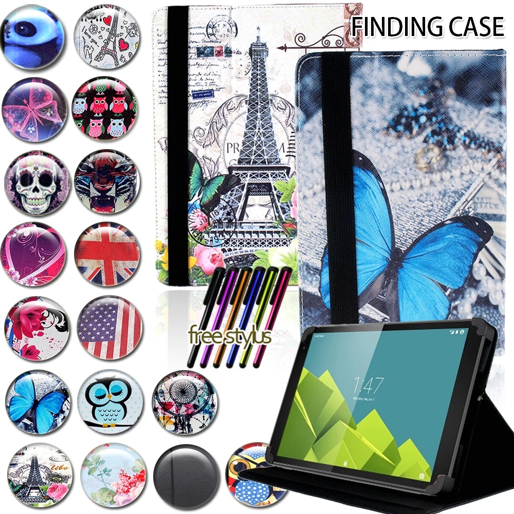 

Drop Resistance Multicolor Folio Leather Stand Cover Case for Vodafone Smart Tab 4/7/Tab III 3/Tab Speed 6 Tablet Case + Stylus