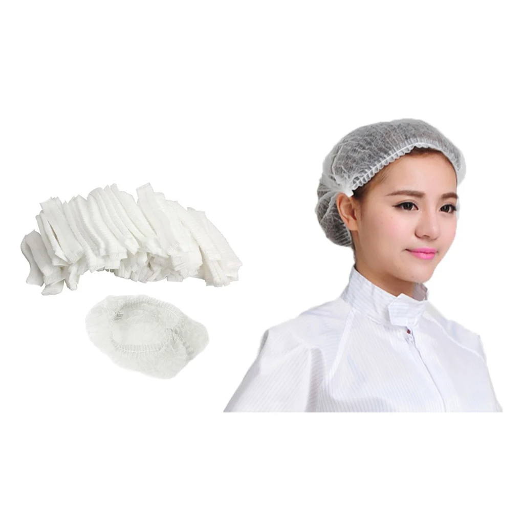 100 Pcs Disposable Hair Head Covers Net Bouffant Cap Non Woven Disposable Shower Caps Anti Dust Hat Spa Salon Beauty Accessories