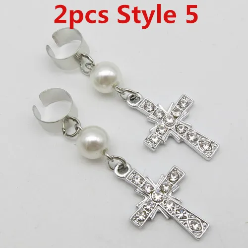 2pcs Style 5 2 шт./упак. Регулируемый разных 6 видов стилей подвески, подвязанные лентой, с объемной волной, дредлоки, для увеличения объема, бусины зажимы манжеты ювелирные изделия женские аксессуары для волос - Цвет: 2pcs Style 5