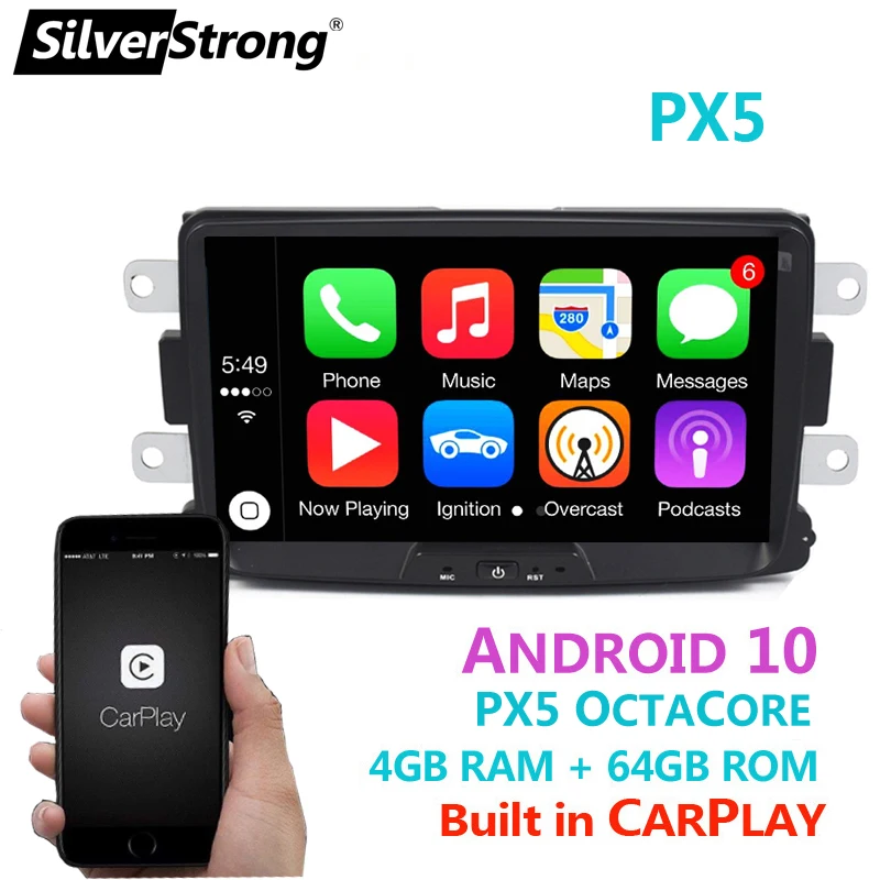 CarPlay 4 ГБ/64 ГБ Автомобильный GPS Android10 для DACIA DUSTER LOGAN LADA XRAY SYMBOL Kaptur DOKKER RDS управляющая