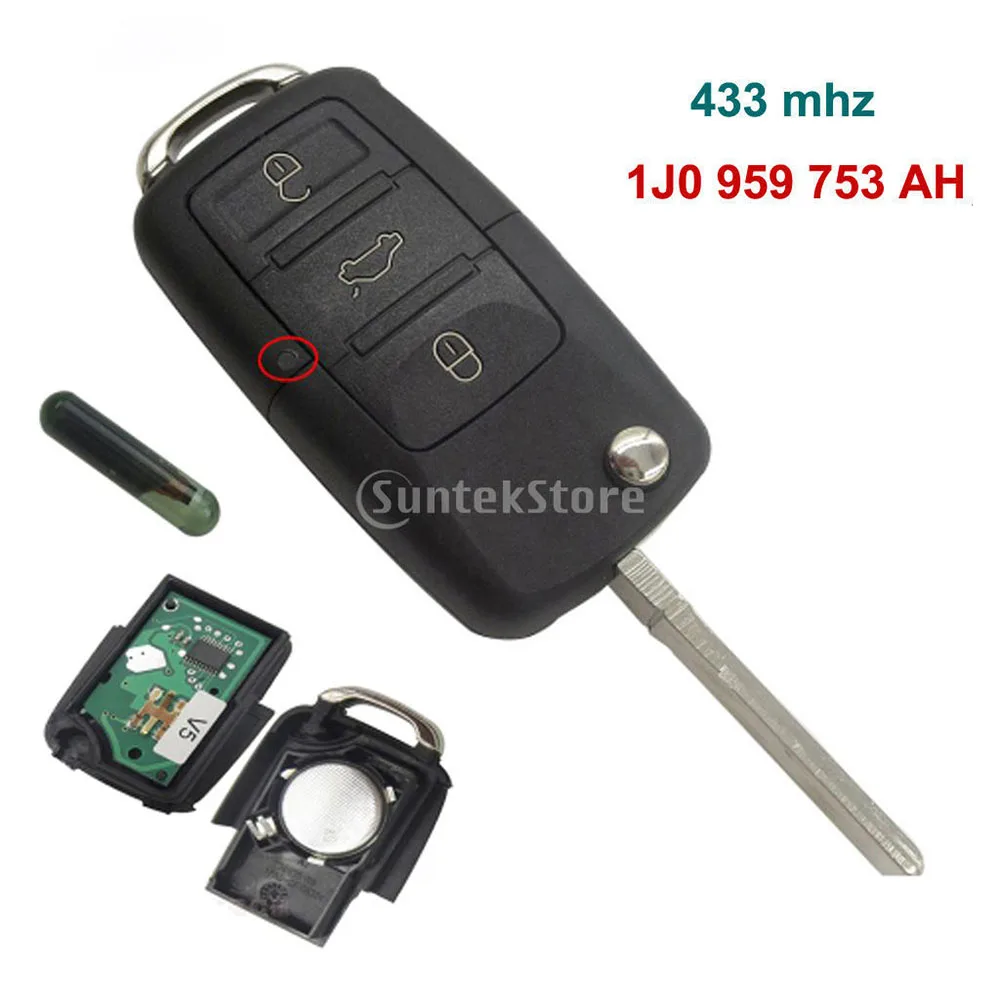 Car Remote Key With ID48 Chip 1J0959753AH For VW PASSAT 02-05