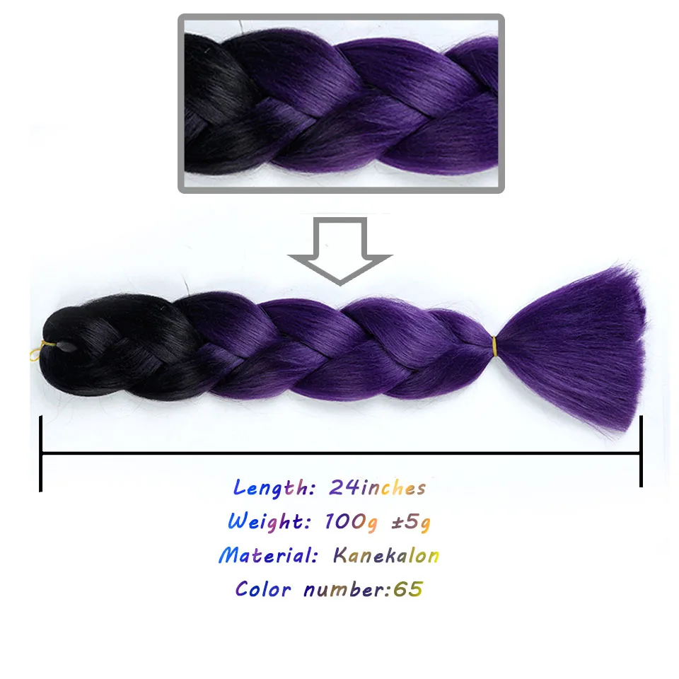 LVHAN Джамбо косички аксессуары для волос длинные Омбре Джамбо синтетические косички волосы желто-фиолетовый серый наращивание волос негабаритный пинцет - Цвет: #613