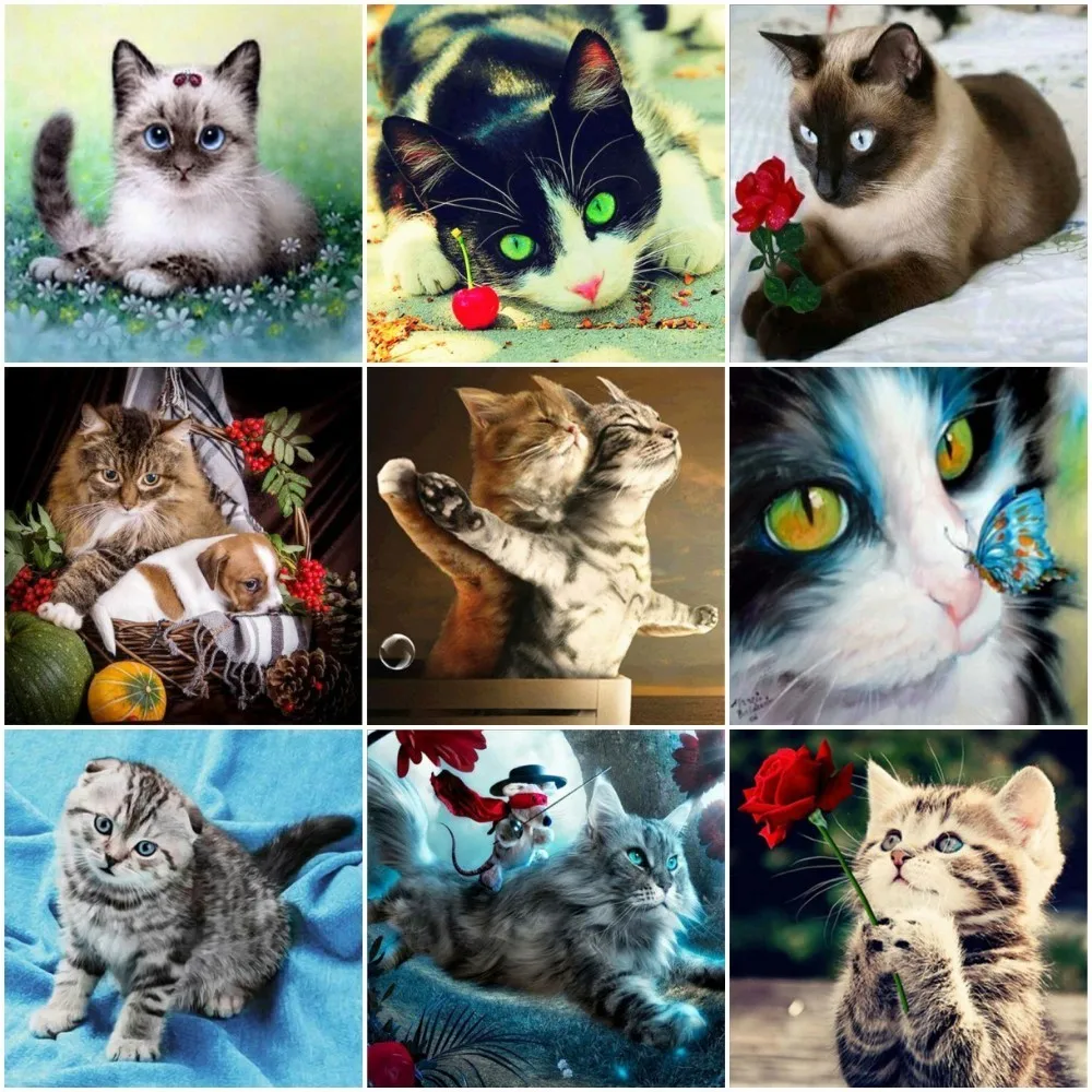 New Diy5D Diamond Painting Cartoon Animal Round Mosaic Home Decoration Embroidery Pattern Handmade Gift Jq190 | Дом и сад