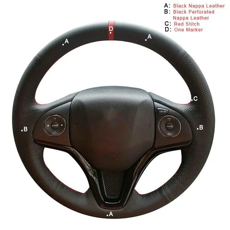 Top Layer Leather Авто оплетка на руле Крышка для Honda Fit- город- Джаз- HR-V HRV- DIY автомобильные чехлы - Название цвета: Top Layer Leather