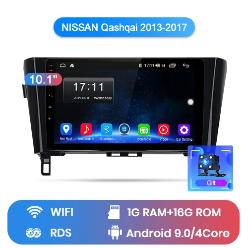 Junsun V1 Android 9,0 2G+ 32G DSP Автомобильный мультимедийный видео плеер для Nissan Qashqai X-Trail 2013- gps no 2 din - Цвет: WIFI (1GB 16GB)