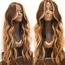 Eversilky 13X4 передние волосы на кружеве парики с детскими волосами изюминка блонд коричневый цвет волнистые человеческие волосы бразильские волосы remy