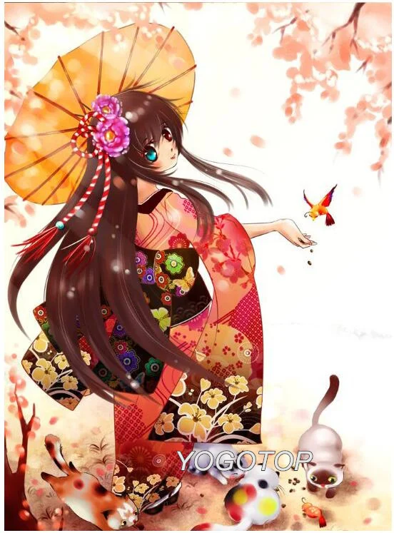 5D алмазная вышивка японского аниме девушка Diy 5d алмазная картина полная дрель мозаика картина из страз мультфильм ребенок YY1473 - Цвет: Цвет: желтый