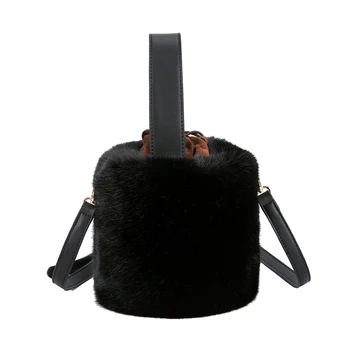 

Winter Faux Fur Handbag For Women Ladies Handbag Fur Bucket Bag Shoulder Crossbody Small Handbag Korea Fashion 2020