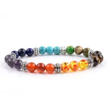 

Natural Stone Bracelet Tiger Eye Seven Chakra Beads Chain For Jewelry Making Couple Bracelet Gift Wholesale No Magnetic 19cm