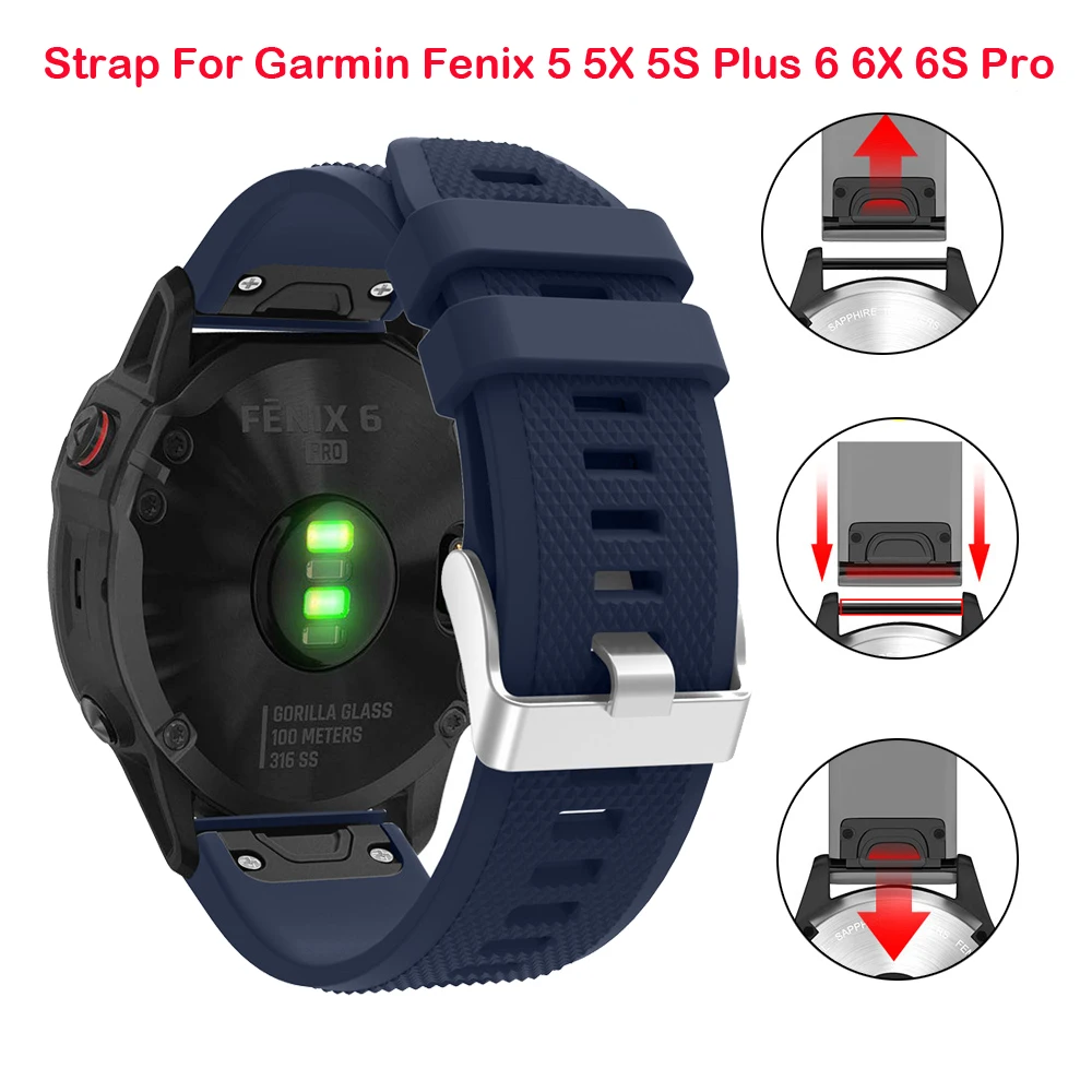 Силиконовые ремни Easy Fit 26 22 20 мм для Garmin Fenix 6X6 S 6 5X5 5S Plus 3 3HR Forerunner 935 S60 ремешок для часов Смарт-часы