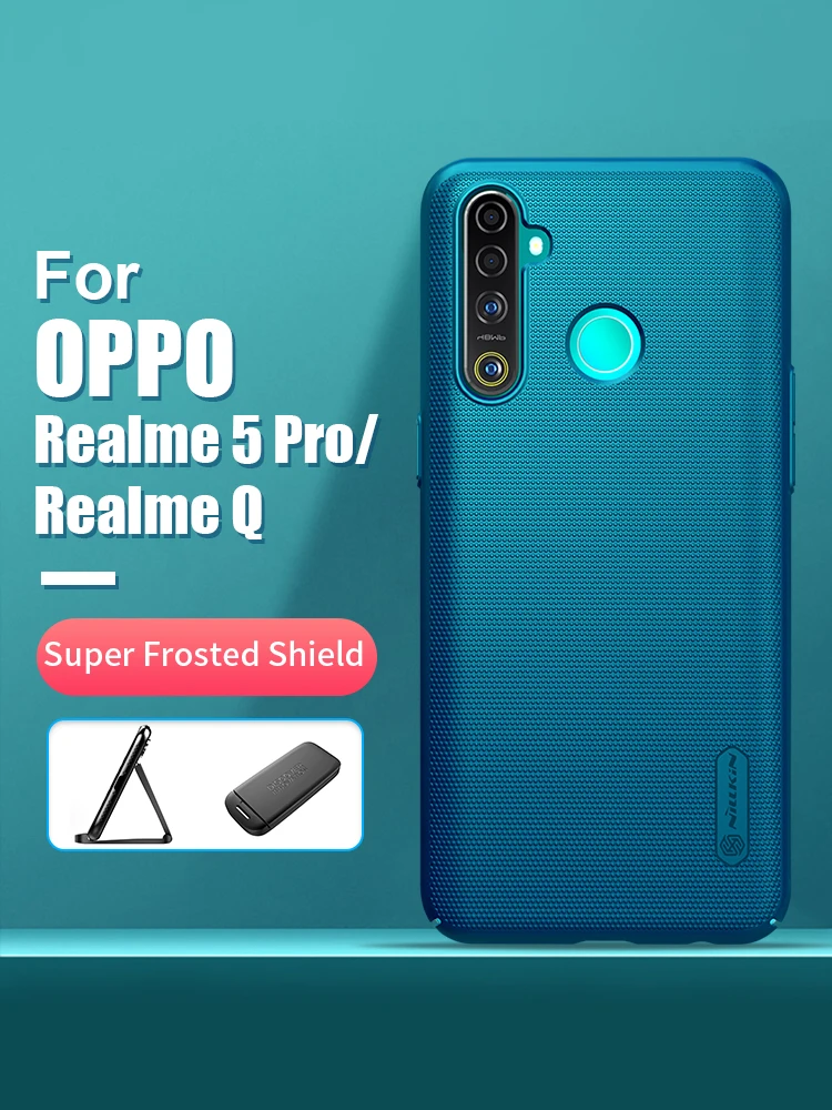 Чехол Realme 5 Pro, 6,5, NILLKIN, Матовый ПК, матовый, жесткий, задняя крышка, подарок, подставка для телефона, держатель для OPPO Realme 5 Pro, чехол Realme Q