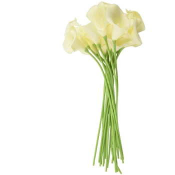 

18x Artificial Calla Lily Flowers Single Long Stem Bouquet Real Home Decor Color:Creamy