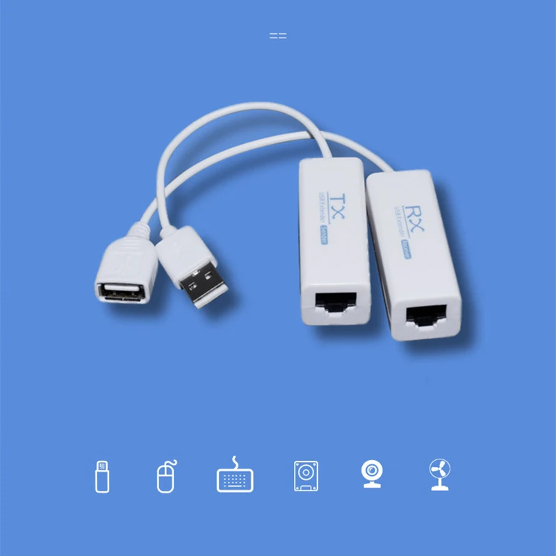 USB RJ45 Ethernet 200M Extender Cable USB 2.0 Converter Extension Adapter TX RX Sender Receiver by CAT5E or CAT6 1 Pair