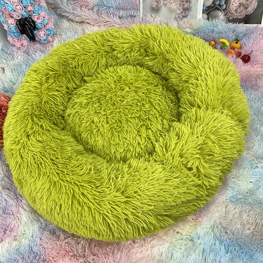 

Round Cat Bed House Soft Long Plush Best Pet Dog Bed For Dogs Basket Pet Products Cushion Cat Pet Bed Mat Cat House Animals Sofa