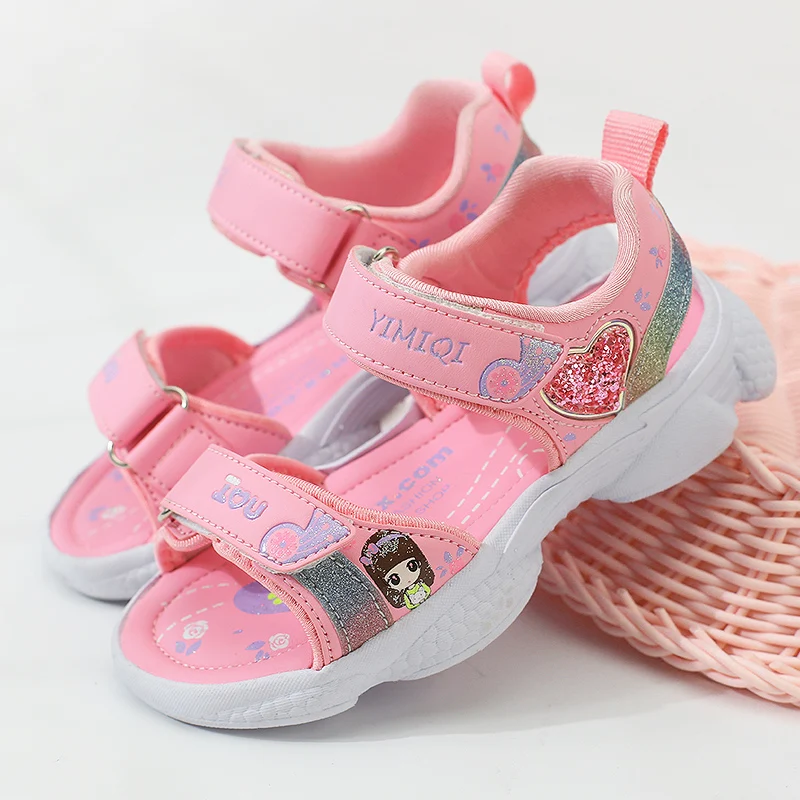 Kids Girls Sandals Soft Princess Sandals Lightweight Shining Print Baby  Shoes Comfortable Summer Kids Sandals extra wide fit children's shoes Children's Shoes