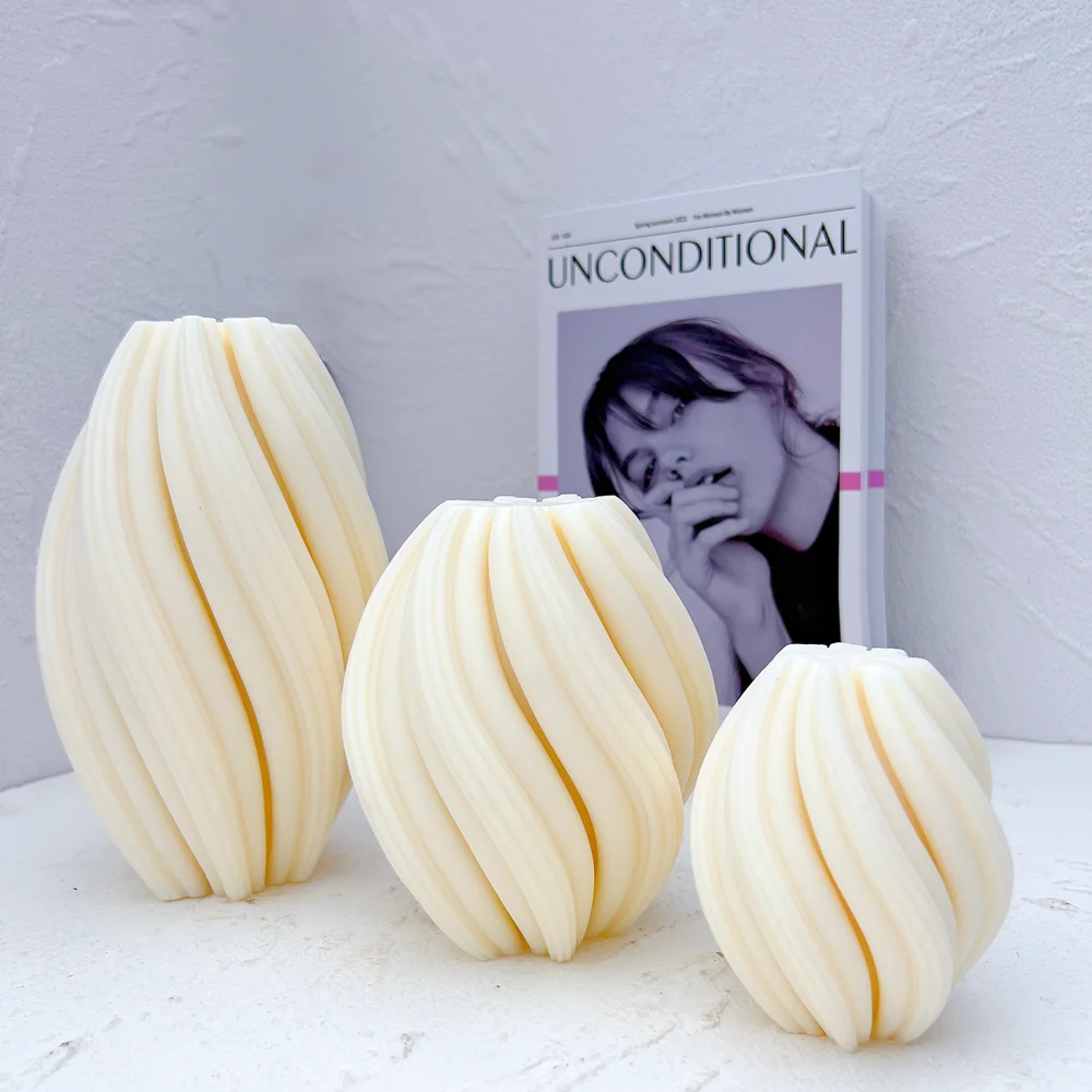 3 Dimensioni Geometriche Wave Twirl Stampi Per Candele Coniche Arte Astratta Decorativa Striscia Ondulata Pilastro Candele Moderne Stampo In Silicone