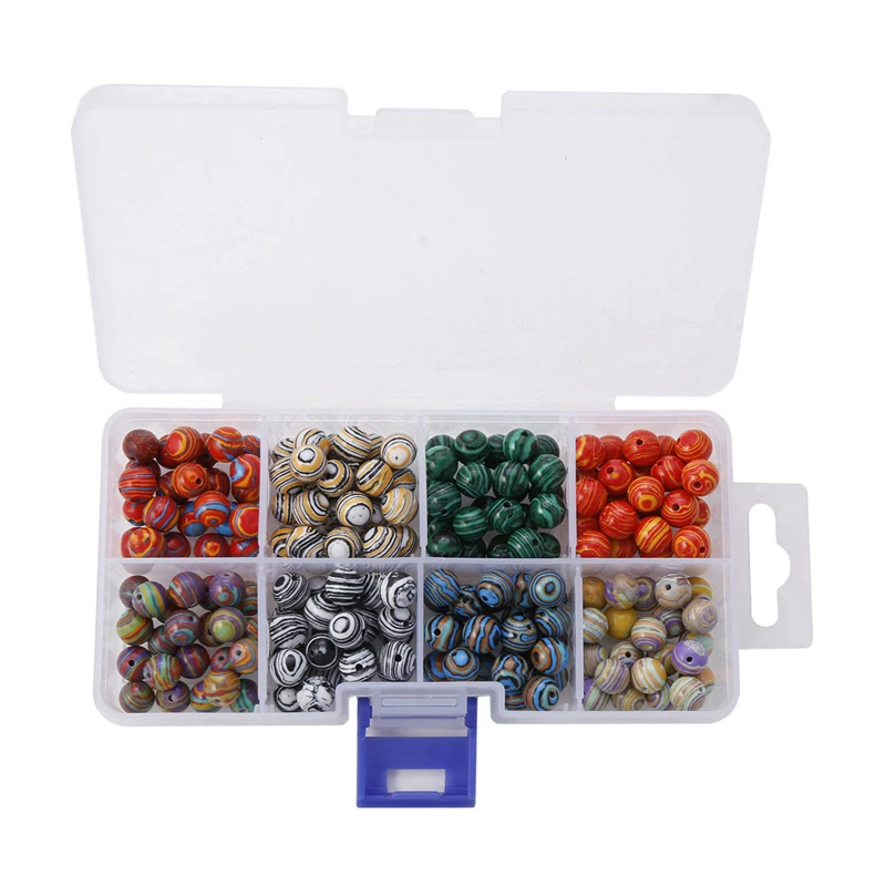 8mm Synthetic Malachite Round Beads Scattered 8 Colors Combination 200 Pcs 1 Box | Украшения и аксессуары
